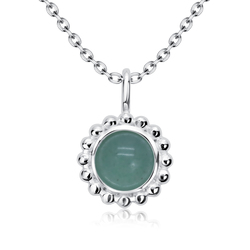 Green Quartz Natural Round Stone Silver Necklace SPE-5146